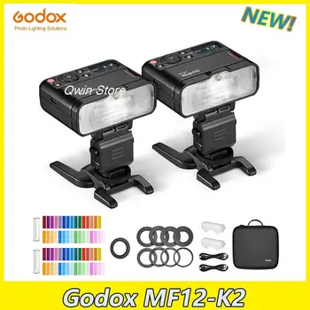 Godox MF12 MF12-K2 Macro Flash 2 Комплекта подсветки Mini Speedlite встроенная TTL-вспышка Godox X System + Цветной фильтр для макросъемки