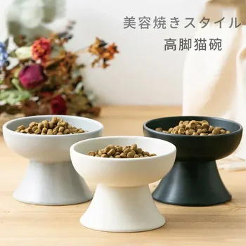 Керамическая Посуда Черная Кошачья Миска Для Кормления Высокая Пищевая Шейка Для Защиты Домашних Животных