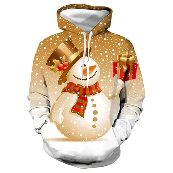 Мужская толстовка с капюшоном, 3D рождественская мода, цифровая печать, осенне-зимний атмосферный пуловер, повседневный уличный свитер Detroit