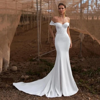 Простые изящные свадебные платья Свадебные платья без спинки в виде сердца для официальной вечеринки Халат с открытыми плечами Vestidos De Novia 2024