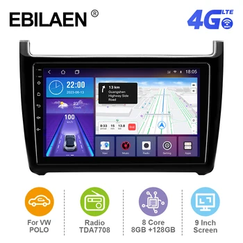 Автомагнитола EBILAEN Android 12.0 для VW/Фольксваген Поло 5 Седан 2012-2019 Мультимедийный плеер GPS-навигация, камера Carplay FM