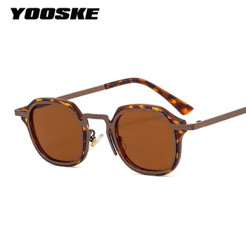 Солнцезащитные очки YOOSKE Metal PC в стиле панк, женские модные брендовые дизайнерские винтажные солнцезащитные очки, Мужские Квадратные очки с защитой от ультрафиолета