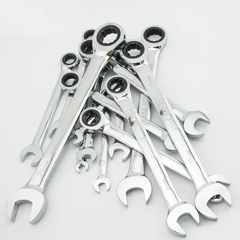 Набор комбинированных метрических ключей с храповиком, кольцо с мелкими зубьями, динамометрический и торцевой ключи, набор инструментов для ремонта гаек, набор гаечных ключей