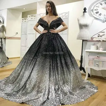 YNQNFS ED100 Вечернее платье принцессы с открытыми плечами и блестками Омбре, Элегантные двухцветные бальные платья, вечернее платье для вечеринки 2018