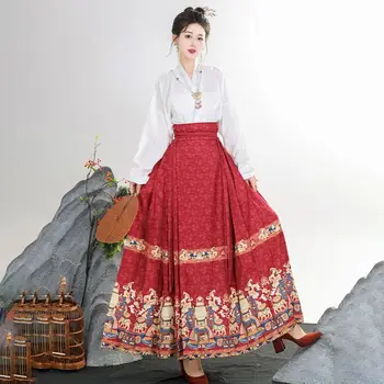 Платье Феи Ханфу в китайском стиле, одежда принцессы, Карнавальный танцевальный костюм, юбка с лошадиной мордой династии Мин, Древнее платье Ханфу
