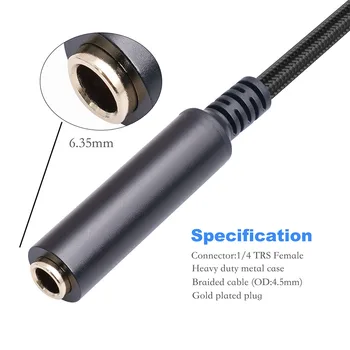 Высококачественный кабель с разъемом XLR на 1/4 дюйма Профессиональный аудиоадаптер 3-контактный конвертер XLR с разъемом 1/4 TRS
