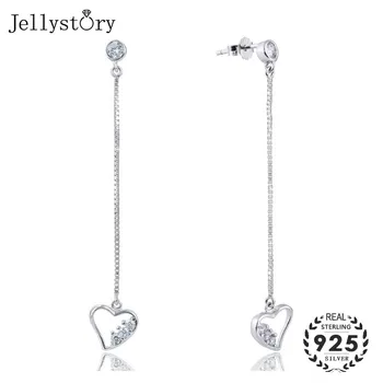 Jellystory модные серьги из стерлингового серебра 925 пробы с цирконом в форме сердца, висячие серьги, ювелирные изделия, свадебная вечеринка для женщин