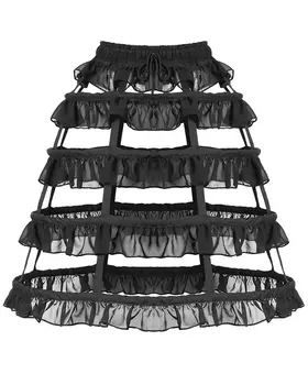 Актуальный образ новоприбывшей женской готической юбки-обруча с кринолином, черной нижней юбки Bustle