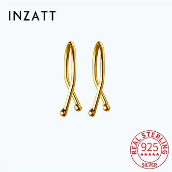 INZATT INS Серьги-гвоздики из настоящего серебра 925 пробы с буквой U Для женщин, классические изысканные ювелирные изделия, минималистичный геометрический пирсинг ушей