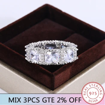 Изысканное кольцо из стерлингового серебра 925 пробы с микро-оправой из циркона, Вечное обручальное кольцо, Элегантное Классическое женское обручальное кольцо