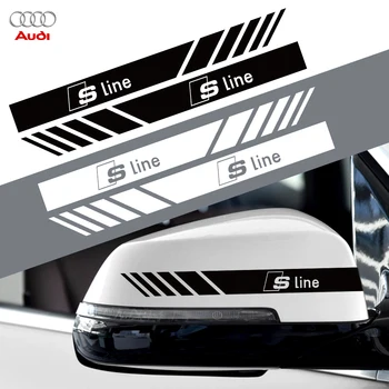 2ШТ Автомобильный Значок SLINE Украшение Зеркала заднего Вида Виниловыми Наклейками для Audi QUATTRO RS A3 A4 B8 8P 8V B6 A5 A6 C7 Q5 B9 B7 C6 A1 Q7