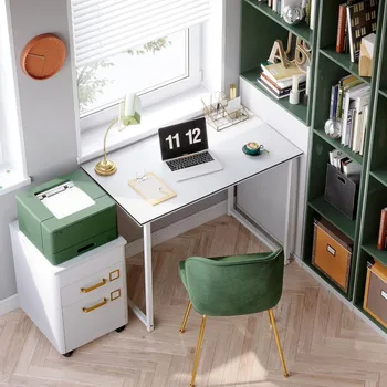40-дюймовый компьютерный стол, современный простой стол для домашнего офиса, Письменный стол для студентов, белый