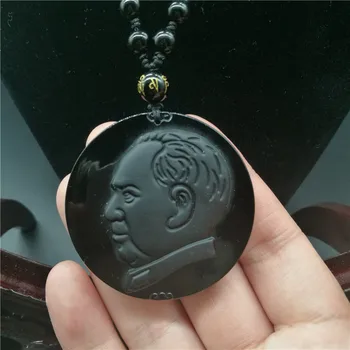 Кулон из натурального черного камня в стиле главы правления Мао, талисман Benming years, ожерелье для ухода за телом