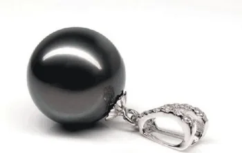 огромный идеальный круглый кулон из натурального таитянского ЧЕРНОГО жемчуга 9-10 мм, серебряное ожерелье, жемчужное ожерелье, ювелирные изделия из серебра 925 пробы
