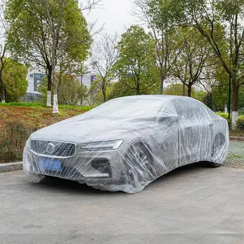 Автомобильный чехол Прозрачный полиэтиленовый автомобильный щиток Прозрачные защитные чехлы с эластичной лентой, устойчивые к дождю и пыли, 4 размера для внедорожника Седан Авто
