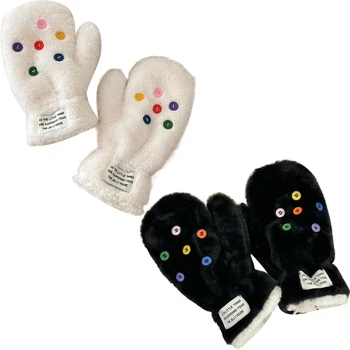 Плюшевые варежки Зимние теплые перчатки для женщин Подростковые грелки для рук Пушистые перчатки без пальцев Мягкая дышащая Ветрозащитная одежда для рук