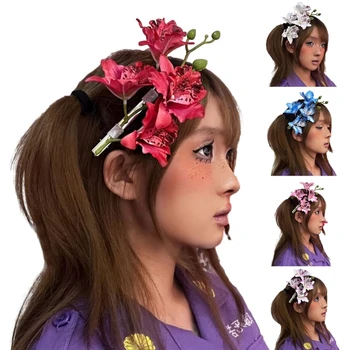 Заколки для волос для девочек Шпилька Цветочные украшения Японизм для женщин Зажим для утконоса для девочек