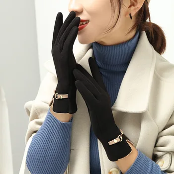 Новые изящные модные женские перчатки-варежки Женские зимние винтажные для вождения с сенсорным экраном, сохраняющие тепло, ветрозащитные перчатки Прямая поставка