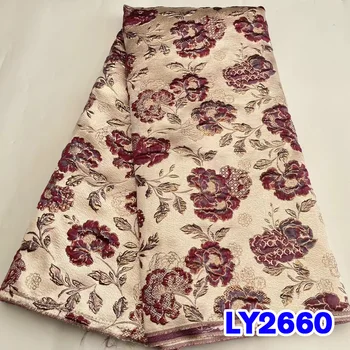 Новейшая Африканская позолоченная кружевная ткань Высококачественная Французская парча Жаккардовая кружевная ткань 5 Ярдов для Нигерийских вечерних платьев LY2660