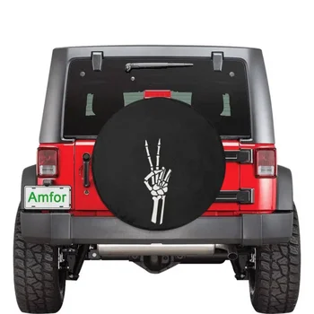 Знак мира в виде скелета - Крышка запасного колеса для Jeep Wrangler, Jeep Liberty, 2021 Bronco, RV, Кемпера - Дополнительное отверстие для резервной камеры