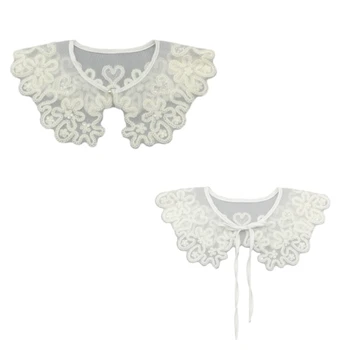 Q1FA Женская рубашка Свитер Отделка вышивкой Накладной воротник Швейные принадлежности для свадебного платья