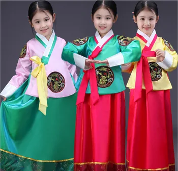 Детское платье корейской принцессы с вышивкой, костюмы китайских меньшинств, корейские традиционные костюмы для девочек, выступление на сцене ханбока