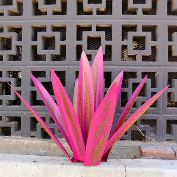Изысканное металлическое растение для сада, не выцветающее, многоцветное металлическое искусство, скульптура кактуса из текилы для сада