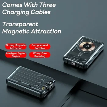 Беспроводное магнитное зарядное устройство Power Bank с быстрой зарядкой 80000mAh Портативный внешний вспомогательный аккумулятор для iPhone 13 14 15 Pro