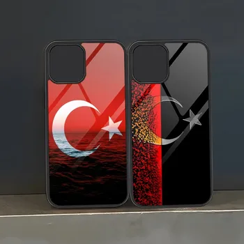 Чехол Для Телефона с Турецким Флагом PC + TPU Для Iphone 13 Pro Max 14 11 12 Mini 6 8 7 Plus X Xs XR Роскошная Дизайнерская Задняя Крышка