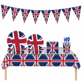 Принадлежности для Вечеринок с Британским Флагом 2023 Король Карл III Коронация Тематические Принадлежности Для Вечеринок 114шт Англия Украшения Для Вечеринок Тарелки