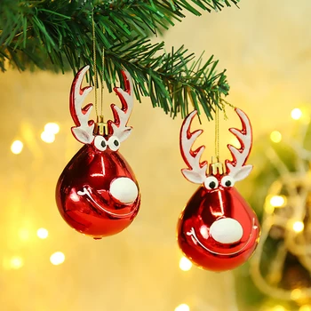 2 шт./компл. Рождественские пластиковые шары в виде лося, украшения, милые маленькие подвески для рождественской елки, украшения для дома, реквизит для вечеринки