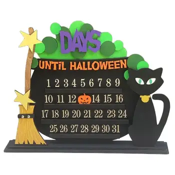 Адвент-календарь на Хэллоуин, деревянный календарь обратного отсчета, ужасные украшения, дизайн призраков для украшения тематической вечеринки в помещении.