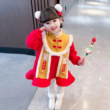 Юбка Hanfu для девочек, детская осенне-зимняя одежда, Модная детская одежда 2022, Новая одежда на китайский Новый год, Супер фея