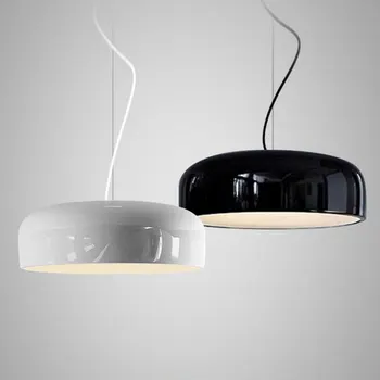 Скандинавский минималистичный Черно-белый подвесной светильник для обеденного стола в гостиной, современная люстра с алюминиевым абажуром, освещение для домашнего декора