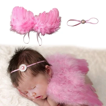 Очаровательное Крылышко из Ангельских перьев с хрустальной повязкой на голову, набор для фотосъемки новорожденных, Обязательный предмет для потрясающей детской ДропШиппинга