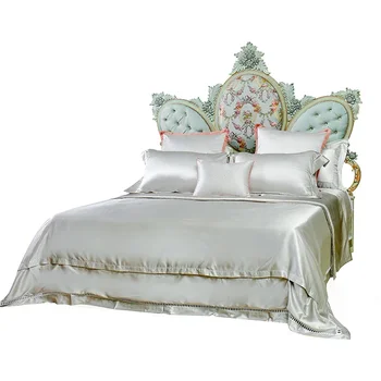 Двуспальная кровать принцессы из ткани в европейском стиле 1,8 м, резная двуспальная кровать из массива дерева в главной спальне