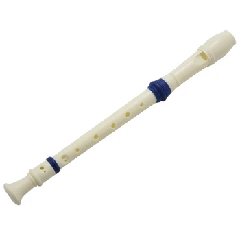Качественный студенческий пластик 10X 8 Отверстий Флейта для записи Сопрано Бежево-синий + Палочка для чистки