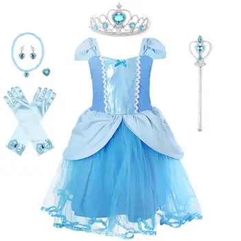 Платье принцессы Золушки Рапунцель, косплей-костюм для маленькой девочки, одежда для девочек Софии Белоснежки