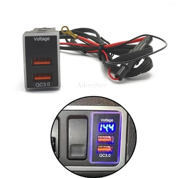 Синий Свет Автомобиля QC3.0 Dual USB Быстрое Зарядное Устройство Интерфейсная Розетка с Дисплеем Напряжения для Honda Accord 00-07 CRV Civic URV CITY
