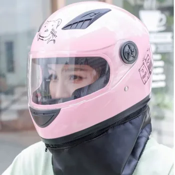 Ретро мотоциклетные шлемы с козырьком, шлем, шарф для сохранения тепла, Винтажный защитный колпачок для электрического мотоцикла
