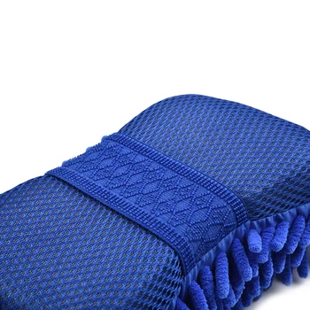 Синельная губка для мытья автомобилей из синели из микрофибры синего цвета, хорошо впитывающая влагу и мягкая, без царапин и завитков, подходит для автомобилей, полов и многого другого.