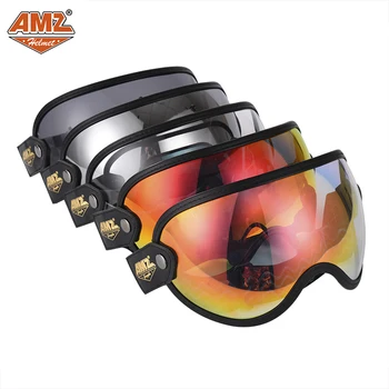 Мотоциклетные очки для полного шлема AMZ, ретро мотоциклетные линзы для полушлема 3/4, Four Seasons Bubble Mirror