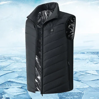 Унисекс USB Электрообогревающий жилет, 9 зон обогрева, утепляющее тело пальто Smart с карманом на молнии для походов на свежем воздухе
