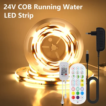 COB Проточная Вода Течет Светодиодная Лента Light WS2811 24V 360 Светодиодов / м Течет Скачки В Погоне За Пиксельной Лентой Bluetooth APP Control