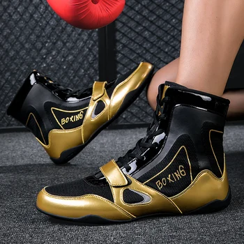 Новая высококачественная обувь для борьбы для мужчин Дышащая обувь для борьбы Удобные боксерские туфли для мужчин Gold Flight Спортивная обувь