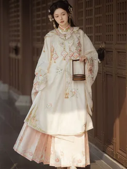 Китайская Новая юбка Hanfu Ming с лошадиной мордой, тяжелая промышленность, вышивка облаком, рубашка со стоячим воротником на плече