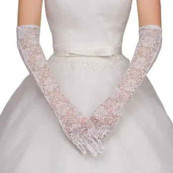 Аксессуары для свадебного платья Очаровательные Свадебные Перчатки Белое кружево с перчаткой длиной в палец Элегантная Леди Украшения для выпускного вечера невесты