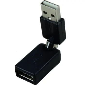 Черный удлинитель с разъемом USB 2.0 на разъем USB с углом поворота 360 градусов