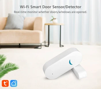 Умный WiFi дверной датчик, детекторы открытия / закрытия дверей, Wifi Домашняя сигнализация, совместимая с приложением Alexa Google Home Tuya для дома