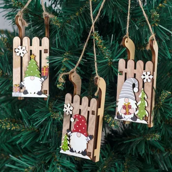 Новые рождественские украшения, креативные подвески в виде рождественской елки ручной работы, подвески в виде деревянных саней, Рождественский декор
